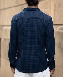 denim knit structured stripe shirt denim knit structured stripe shirt