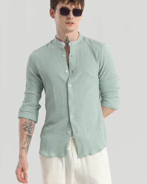 Home berit light green textured shirts