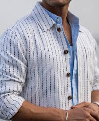 white structure stripe overshirt white structure stripe overshirt