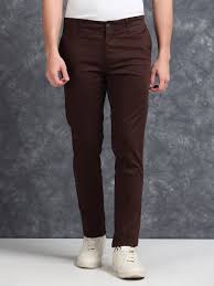 men coffee brown slim fit jogger trousers pants
