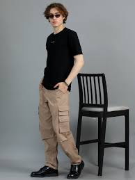 men 2 cotton relaxed fit cargo trousers, dark olive khakhi men 2 cotton relaxed fit cargo trousers, dark olive khakhi