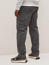 men 2 cotton relaxed fit cargo trousers, charcoal grey khakhi men 2 cotton relaxed fit cargo trousers, charcoal grey khakhi