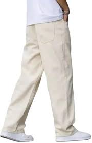 relaxed fit denim baggy jeans, beige, plain style, casual wear relaxed fit denim baggy jeans, beige, plain style, casual wear