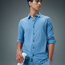 men regular fit shirt with spread collar