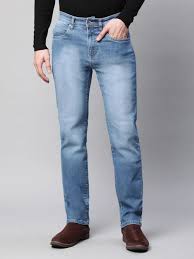medium blue 5 pocket mid rise slim straight fit stretch jeans