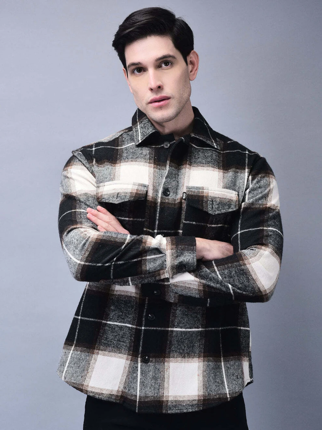 men’s black & white checked casual shirt men’s black & white checked casual shirt