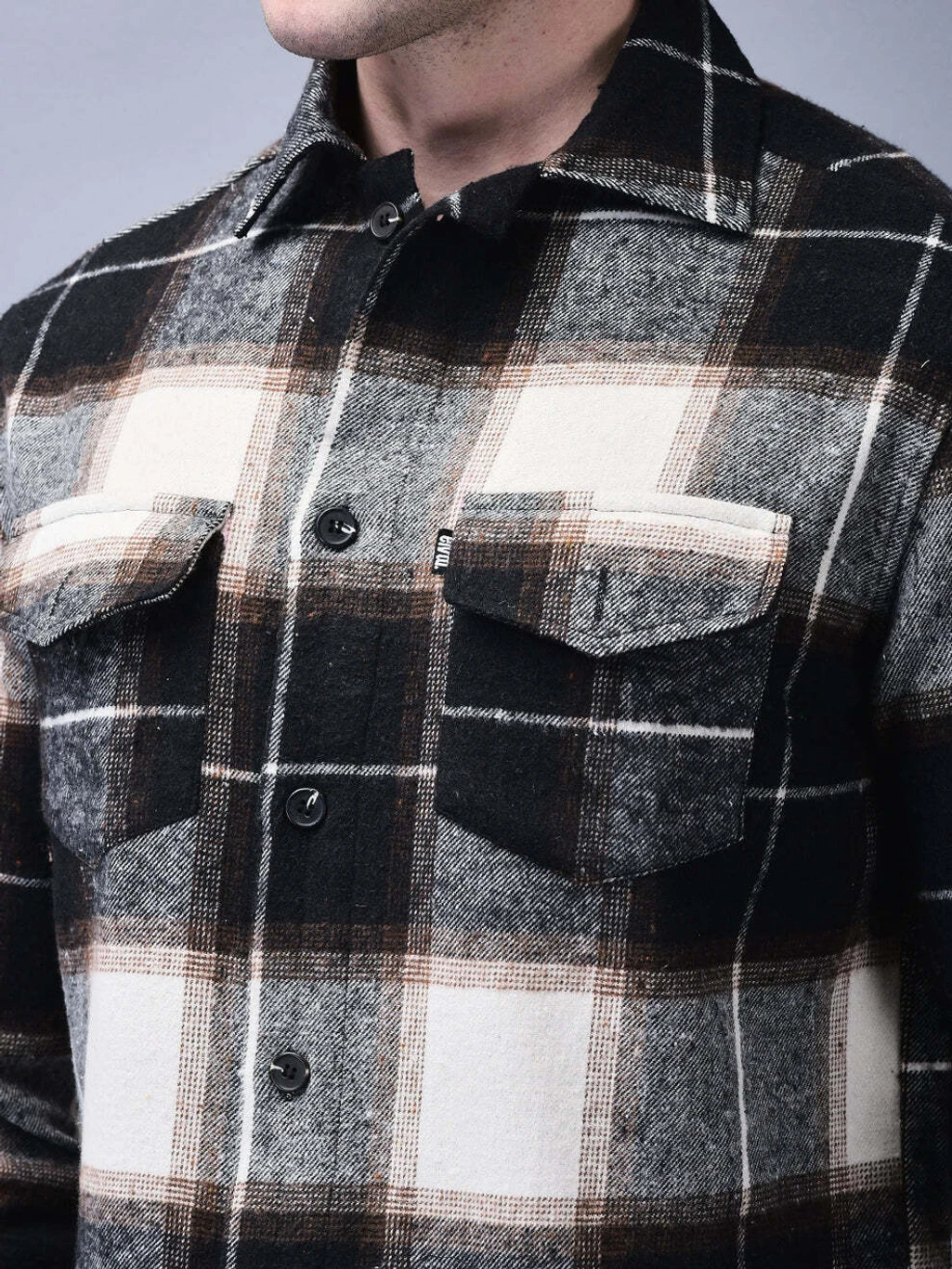 men’s black & white checked casual shirt men’s black & white checked casual shirt