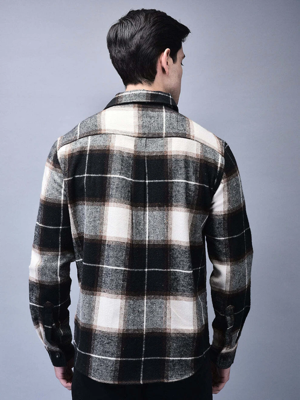 men’s black & white checked casual shirt men’s black & white checked casual shirt