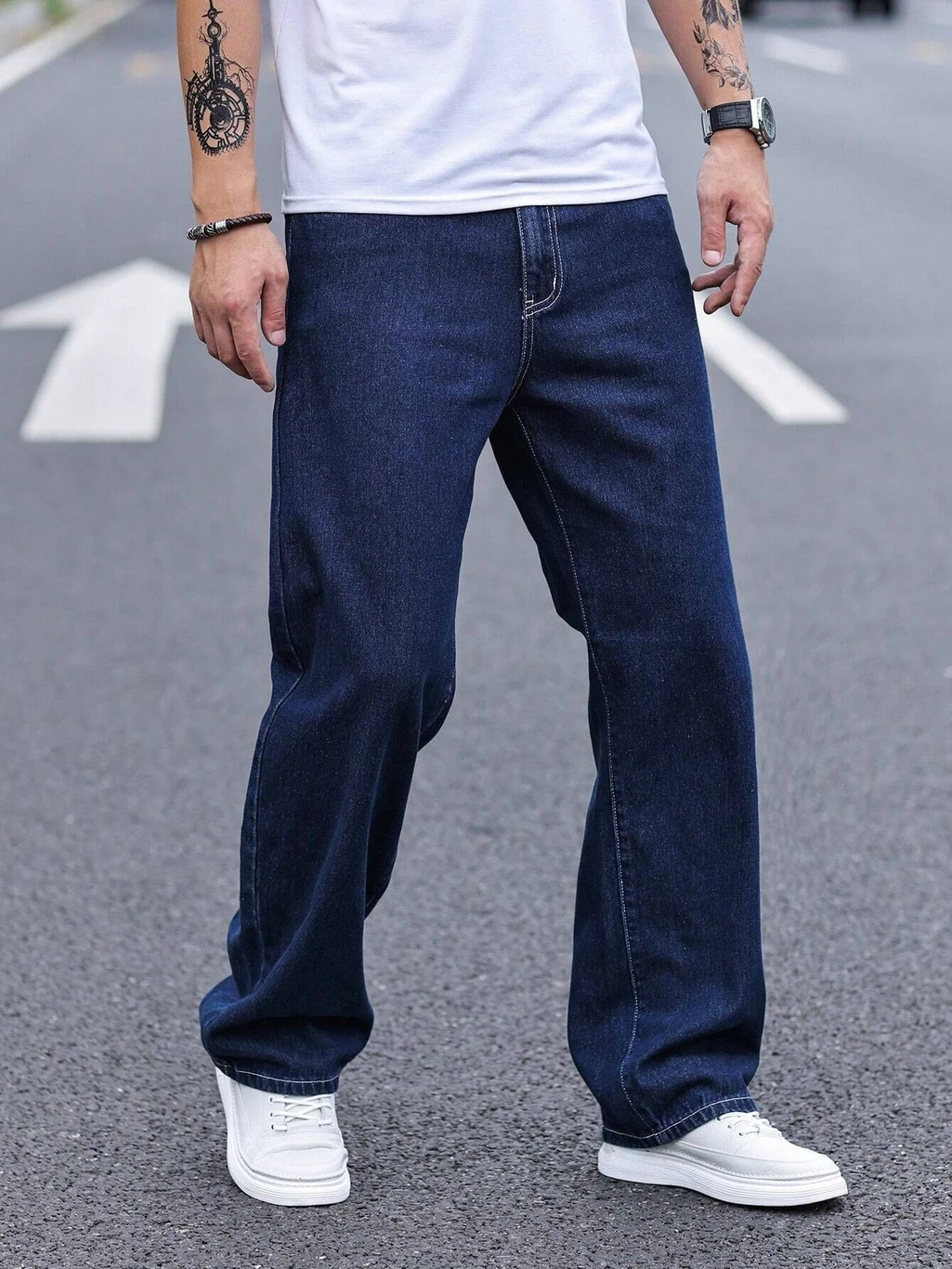 dk blue 5 pocket midrise loose fit jeans dk blue 5 pocket midrise loose fit jeans