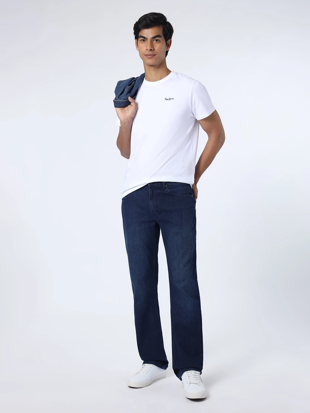 dk blue 5 pocket mid rise slim straight fit jeans dk blue 5 pocket mid rise slim straight fit jeans
