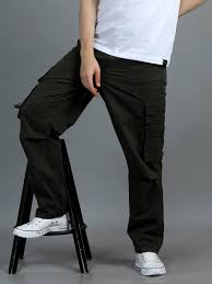 men 2 cotton relaxed fit cargo trousers, charcoal grey khakhi men 2 cotton relaxed fit cargo trousers, charcoal grey khakhi