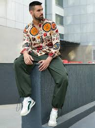 multicolour structured printed shirt