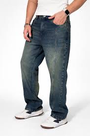 tinted blue baggy jeans