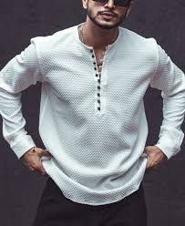white textured kurta style shirt