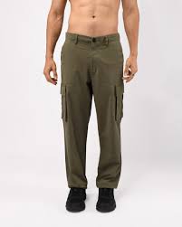 men 2 cotton relaxed fit cargo trousers, brown moss green