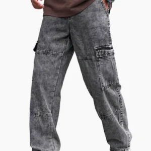 charcoal distressed baggy jeans