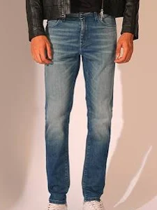dk blue 5 pocket mid rise slim fit jeans