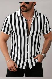 vertical striped button down shirt