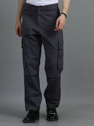 men 2 cotton relaxed fit cargo trousers, charcoal grey black men 2 cotton relaxed fit cargo trousers, charcoal grey black